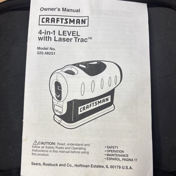 Craftsman 4-in-1 Level with Laser Trac Carry Case & Glasses, Model No. 320.48251 - Picture 8 of 10
